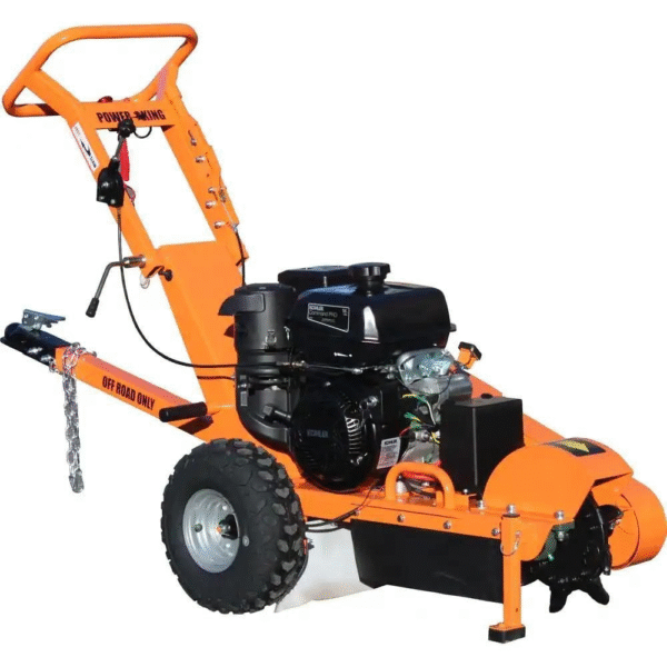 Power King 11 in. 14 HP Commercial Kohler Gas Powered Stump Grinder with Extra Set of Teeth, Tow Bar, Electric Start and Hour Meter