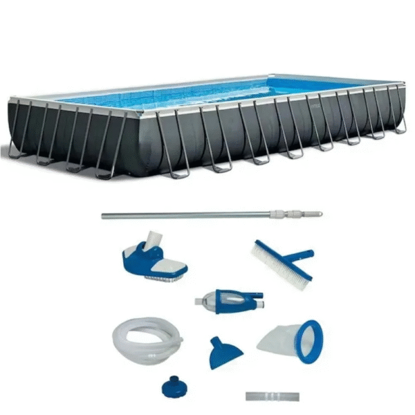 Intex 32-ft x 16-ft x 52-in Metal Frame Rectangle Above-Ground Pool with Filter Pump,Ground Cloth,Pool Cover and Ladder